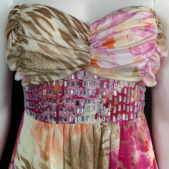 Arden B Multicolor Floral Strapless Dress Beaded Maxi Party Vacation X-Large New - Picture 3 of 9